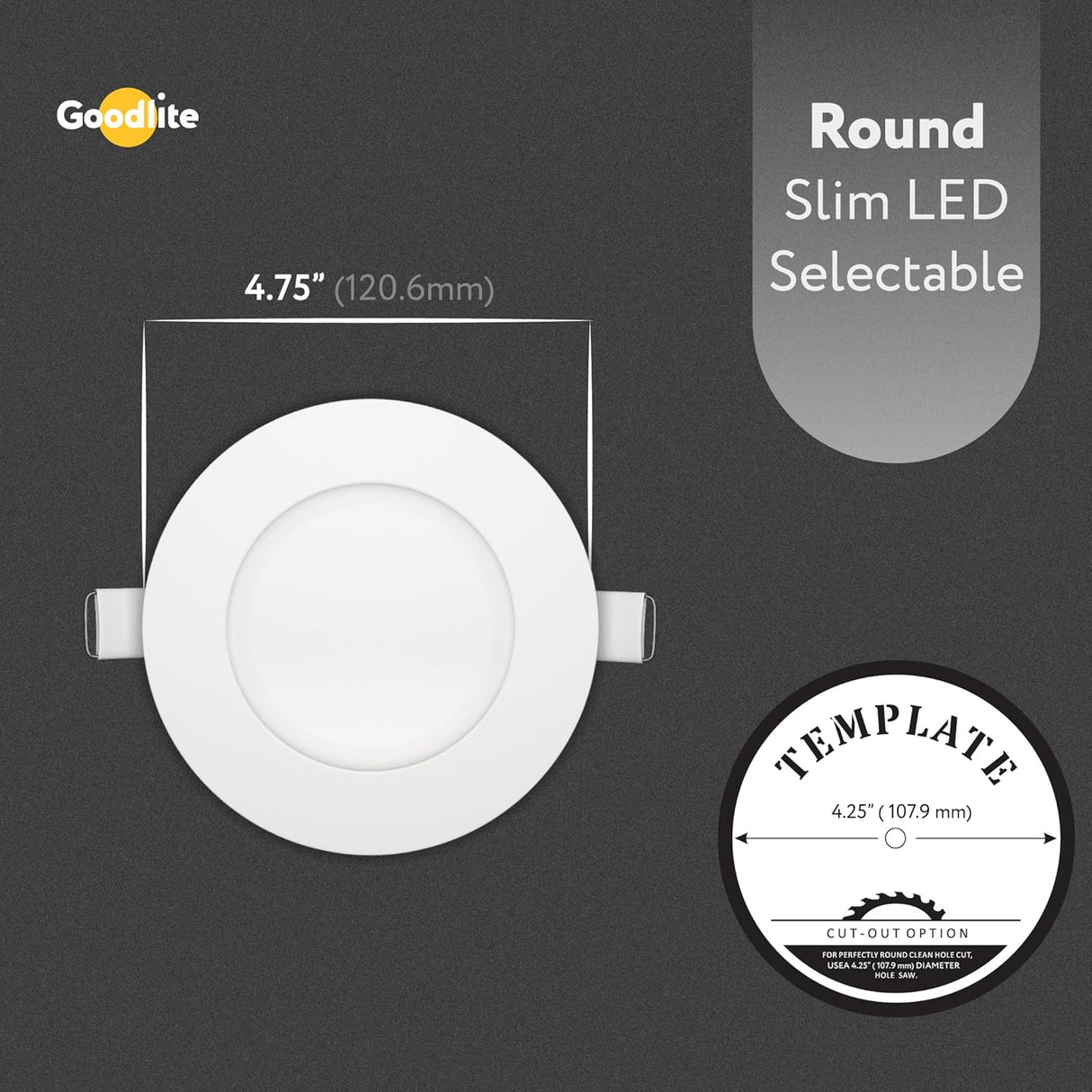 Goodlite G-20221, 4 Inch Recessed Ultra-Thin Round Slim LED Light Fixture, 5 CCT Selectable