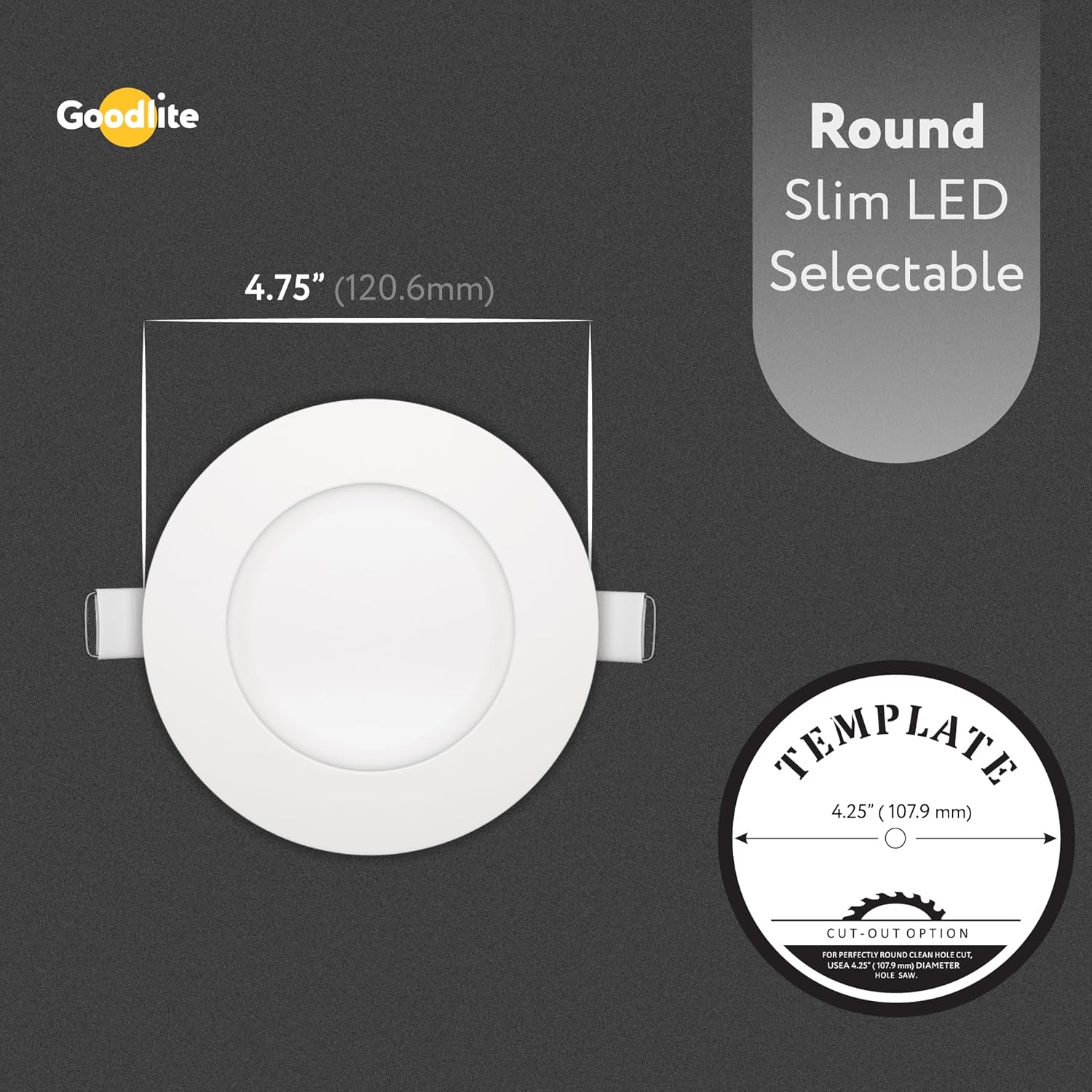 Goodlite G-20221, 4 Inch Recessed Ultra-Thin Round Slim LED Light Fixture, 5 CCT Selectable