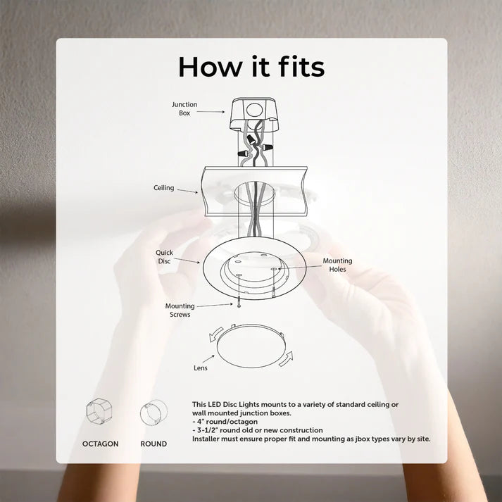 Bulbrite 773273, LED 14 Watt 7" Disc Light, 5CCT Selectable - 27/30/35/40/50K, 1100 Lumens