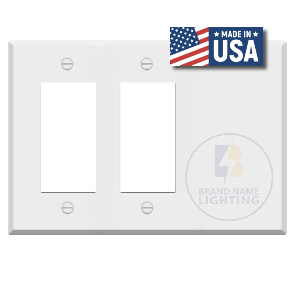 3-Gang Metal Wall Plate – White with 2 Decora® Rocker and 1 Blank Combination Switch Plate | Made in USA