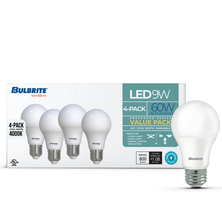 Multi Pack Bulbrite 774255 LED A19 Light Bulb