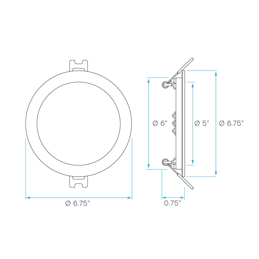 Luxrite LR23761, 6" Mini Panel Round 5CCT Smooth Canless Wafer Spotlight