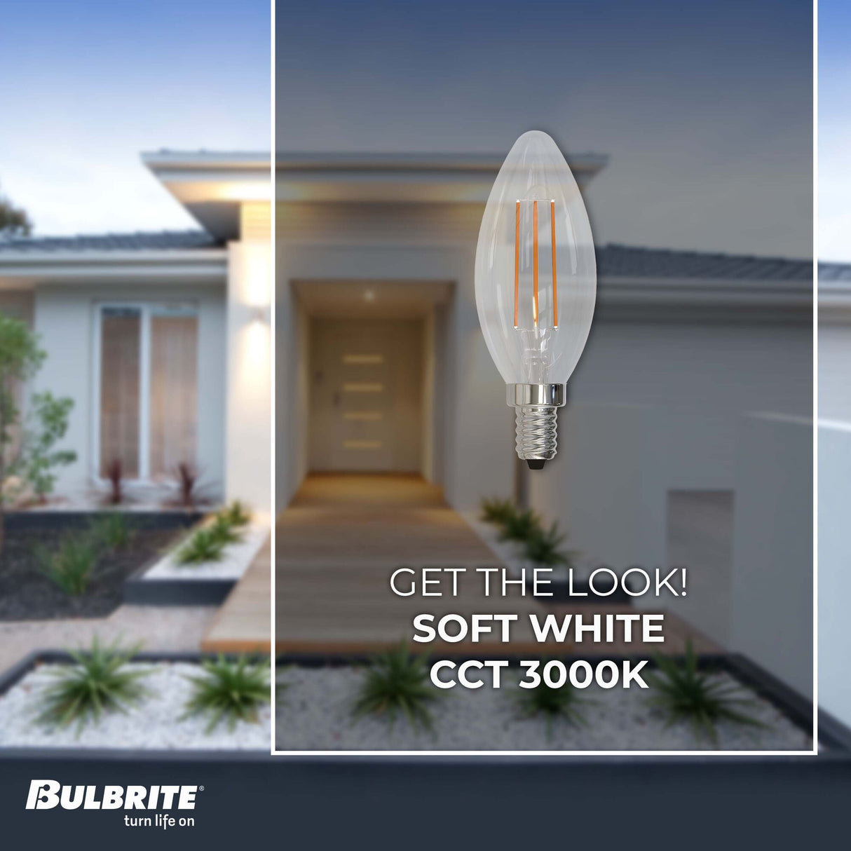 Bulbrite 4 Watt Dimmable Clear Filament B11 Candelabra (E12) LED Bulb - 300 Lumens, 3000K, and 90 CRI