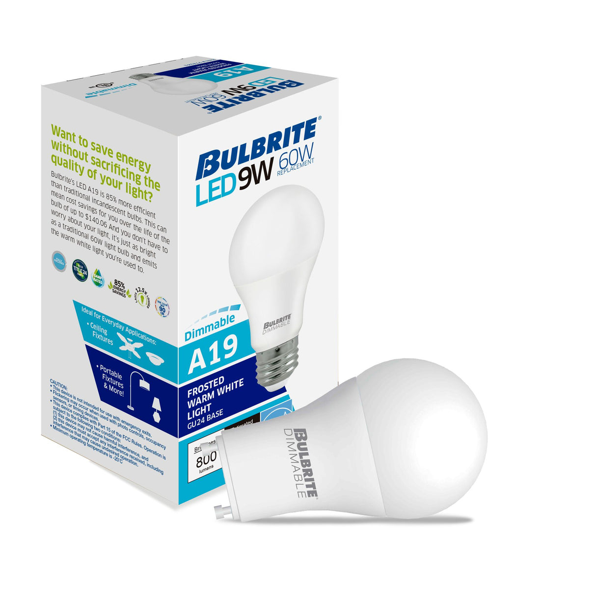 Bulbrite 774241, LED Filament 9 Watt Dimmable A19 Light Bulbs with Frost Finish and Bi-Pin (GU24) Base - 2700K (Warm White Light), 800 Lumens