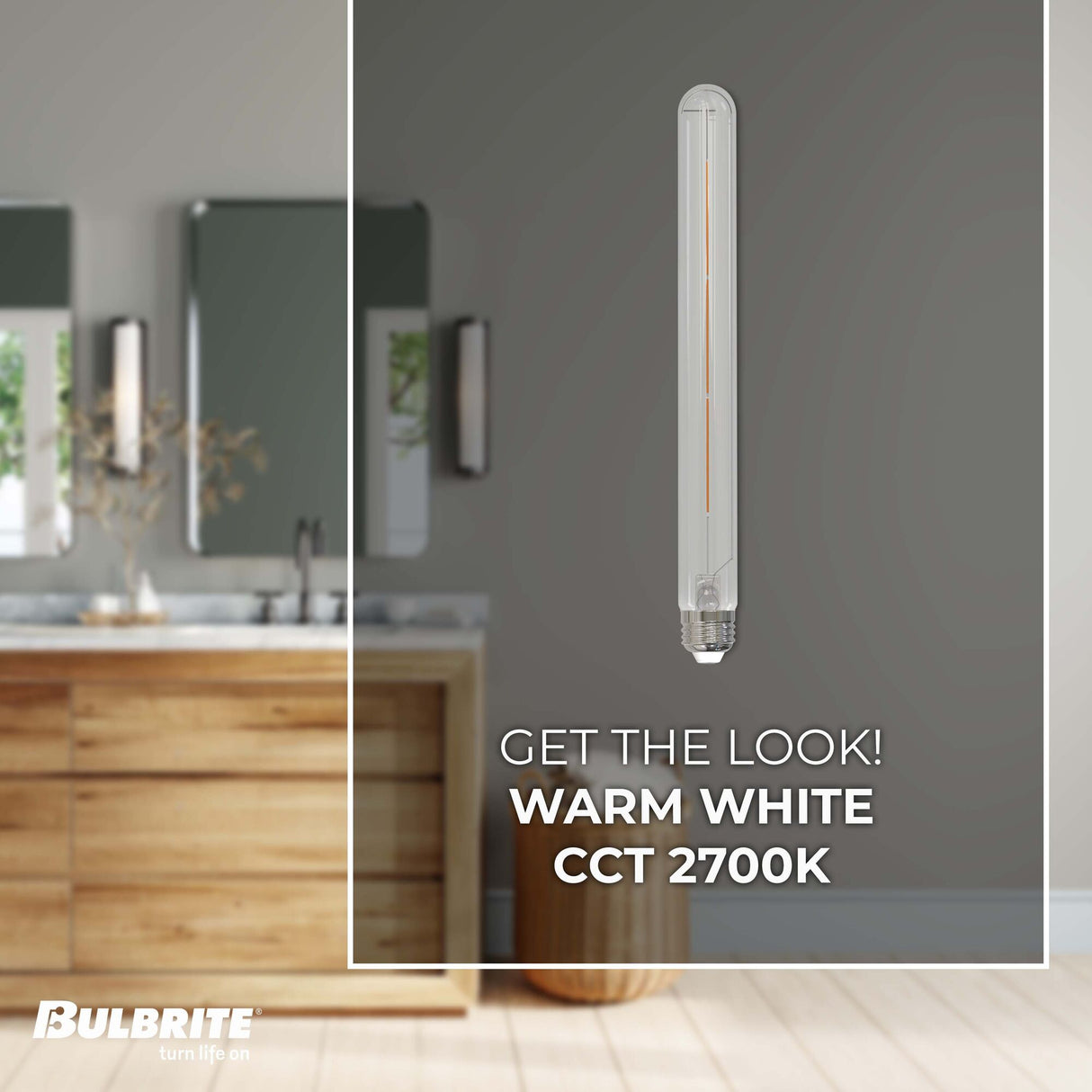 Bulbrite 5 Watt Dimmable Clear Glass T9 Tubular LED Light Bulbs with Medium (E26) Screw Base, 2700K (Warm White Light), 450 Lumens