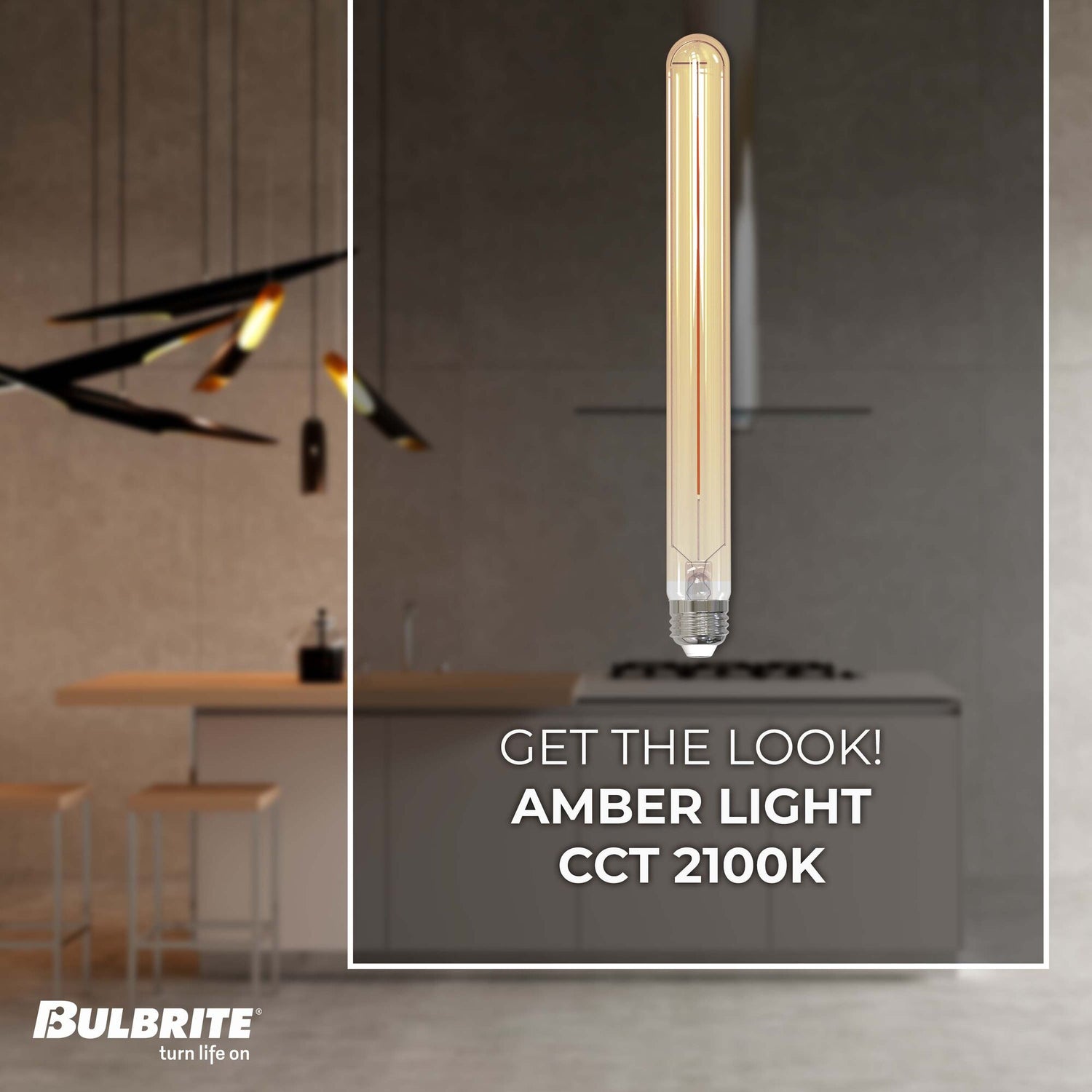 Bulbrite LED Filament 5 Watt Dimmable 11 Inch T9 Tubular Light Bulb with Antique Glass Finish and Medium (E26) Base - 2100K (Amber Light), 300 Lumens