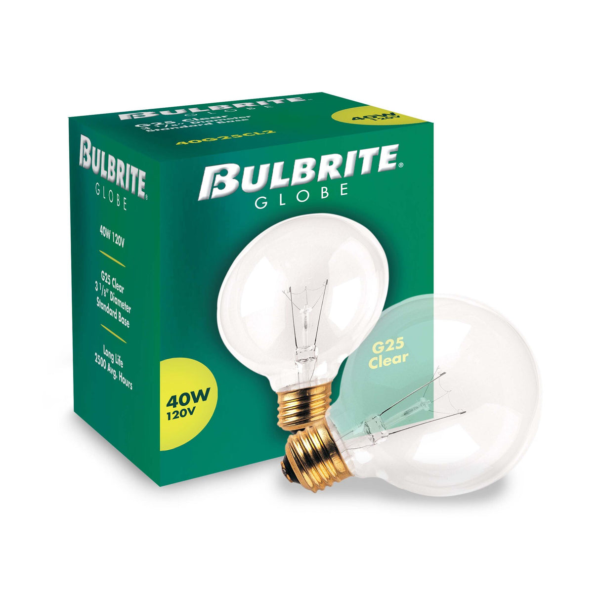 Bulbrite Incandescent G25 Medium Screw Base (E26) Light Bulb, 40 Watt, Clear