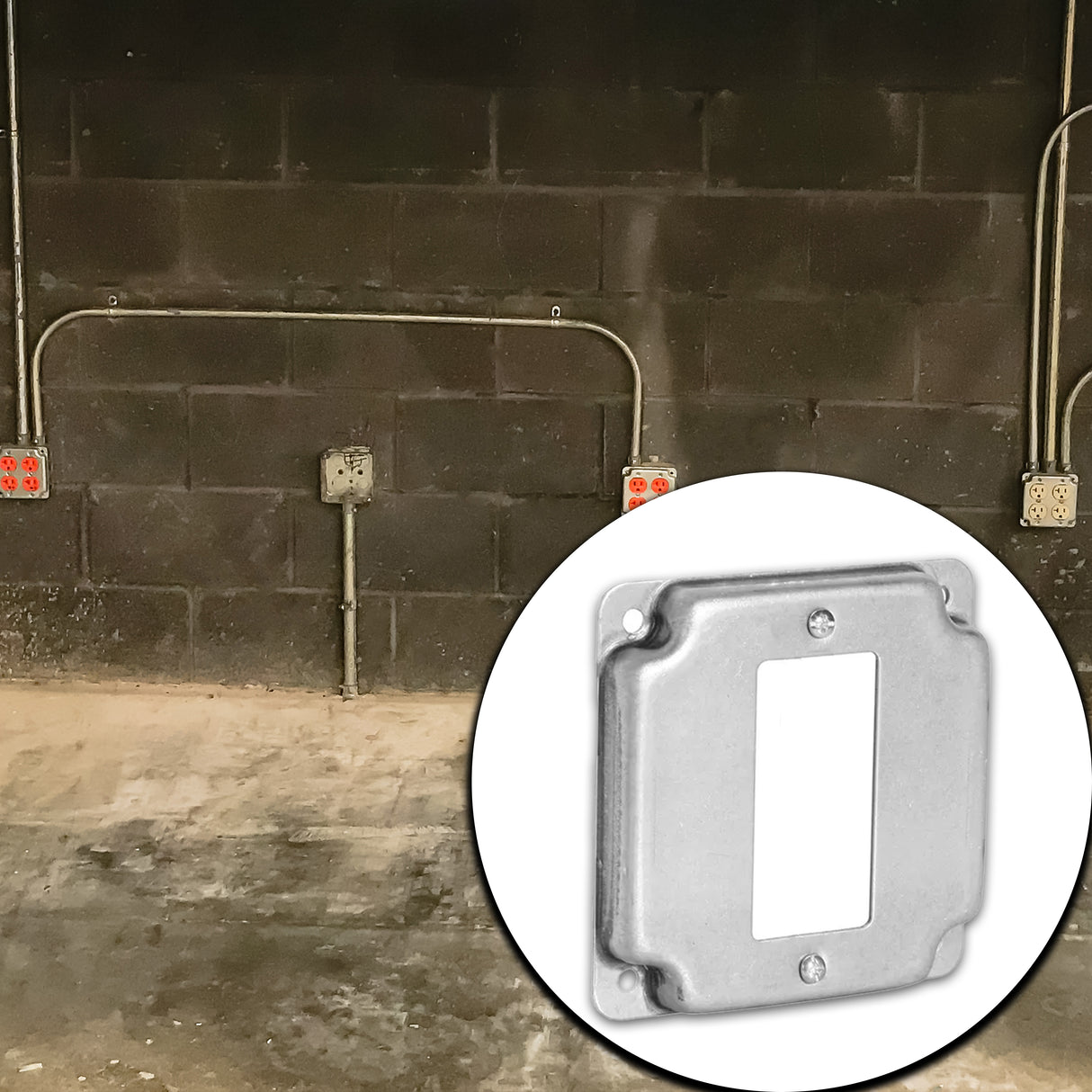 Mulberry Metal Products 11432U, 4 inch Square Galvanized Steel Rocker Switch Electrical Box Cover, Made in USA