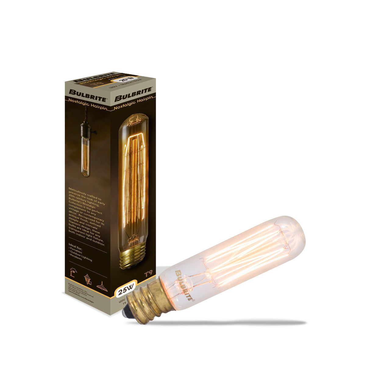 Bulbrite 132506, 25 Watt Dimmable Antique Nostalgic Thread Filament T6 Candelabra (E12) Incandescent Light Bulb