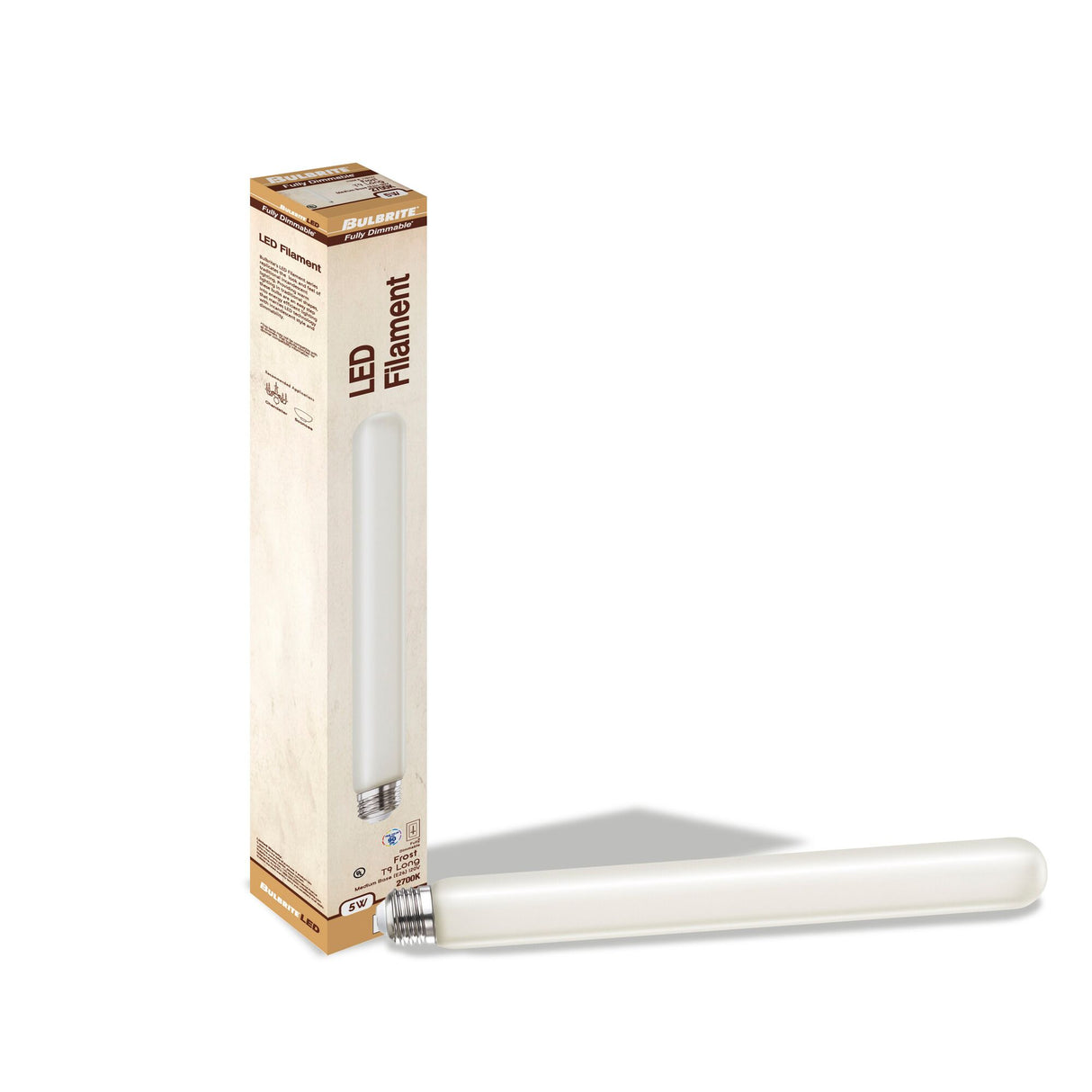 Bulbrite LED Filament 5 Watt Dimmable 11 Inch T9 Tubular Light Bulb with Frost Glass Finish and Medium (E26) Base - 2700K (Warm White Light), 400 Lumens