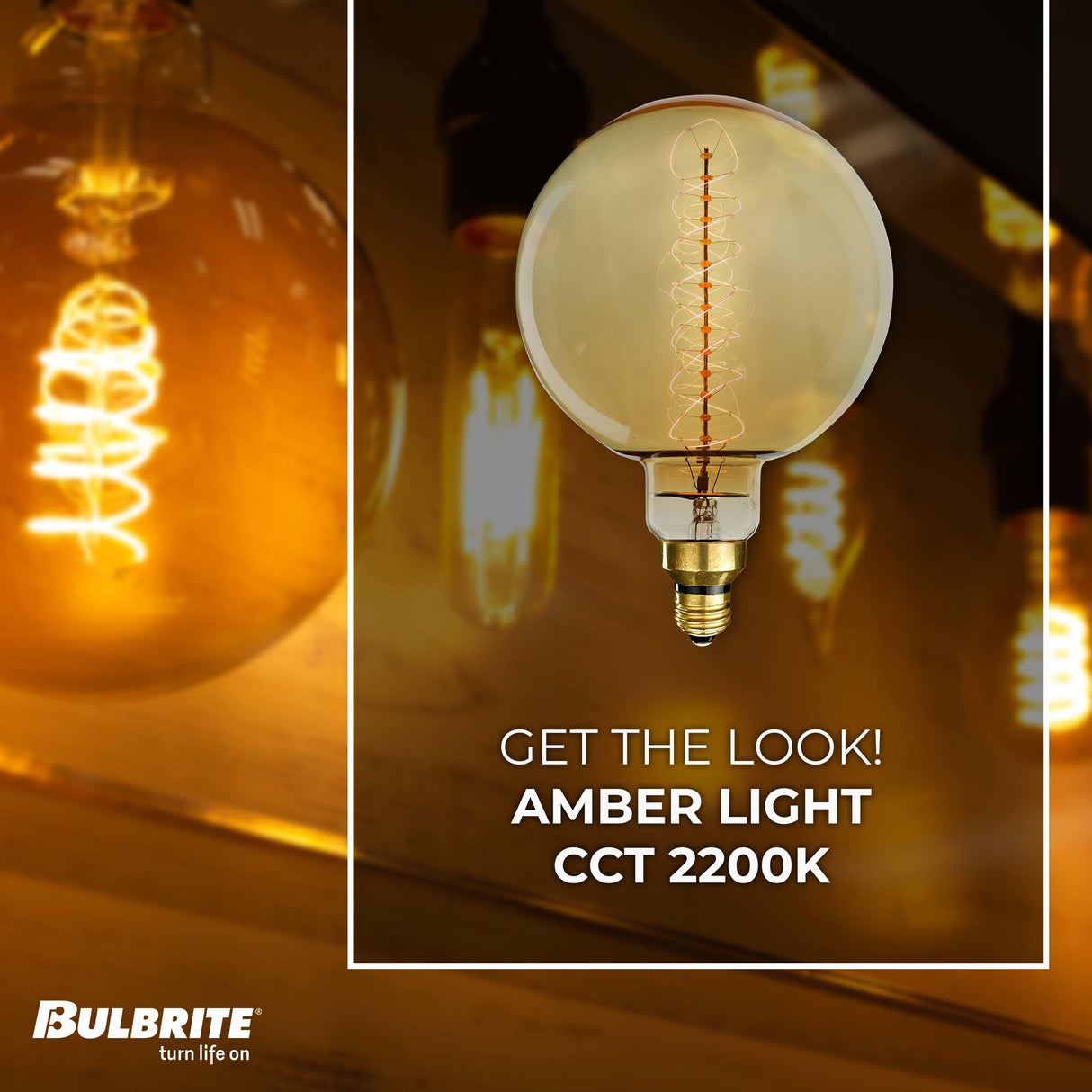 Bulbrite Grand Nostalgic Collection 60 Watt Dimmable Globe Shape Oversized Decorative Incandescent Light Bulb with Medium (E26) Base, 2200K Amber Light, Antique Glass Finish
