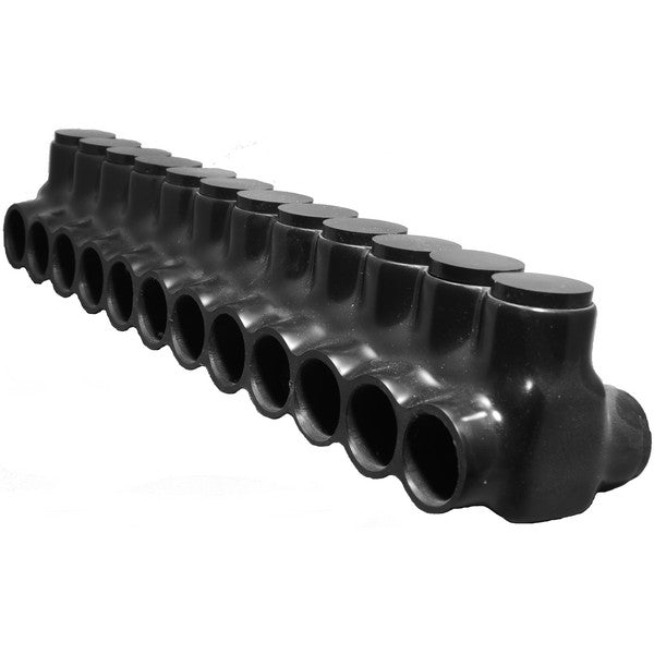 Morris Products 97692 Black Insulated Multi-Cable Connector - Dual Entry 12 Ports 3/0 - 6
