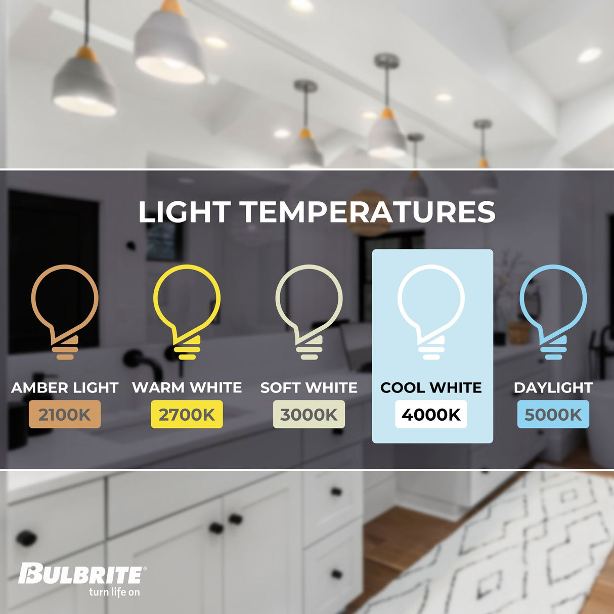 Bulbrite LED Filaments Basics A19 Light Bulb with E26 base, Clear, 4000K, 800 Lumens