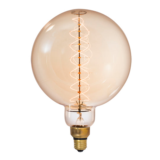 Bulbrite Grand Nostalgic Collection 60 Watt Dimmable Globe Shape Oversized Decorative Incandescent Light Bulb with Medium (E26) Base, 2200K Amber Light, Antique Glass Finish