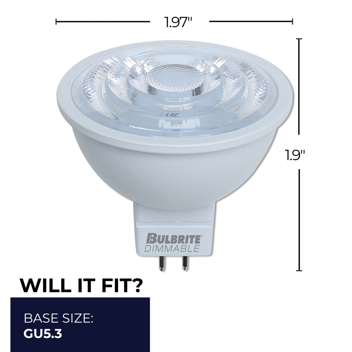 Bulbrite 6.5 Watt Dimmable Flood MR16 Bi-Pin (GU5.3) LED Light Bulb - 3000K (Soft White Light), 500 Lumens