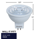 Bulbrite 6.5 Watt Dimmable Flood MR16 Bi-Pin (GU5.3) LED Light Bulb - 3000K (Soft White Light), 500 Lumens