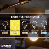 Bulbrite 5 Watt Dimmable CA10 LED Light Bulbs with Milky Glass Finish and Candelabra (E12) Base, 2700K Warm White Light, 500 Lumens