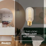 Bulbrite Incandescent 40-Watt Nostalgic Edison T14 Tubular Light Bulb, Vintage Spiral Filament