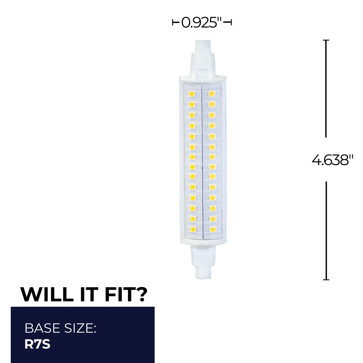 Bulbrite 10 Watt 120V Dimmable Clear J-Type LED Mini Light Bulbs with Recessed Single Contact (R7S) Base, 3000K Soft White Light, 1100 Lumens