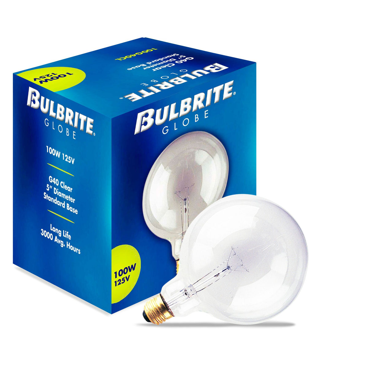 Bulbrite Incandescent G40 Medium Screw Base (E26) Light Bulb, 100 Watt, Clear