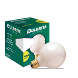 Bulbrite Incandescent Globe G25 Light Bulb with E26 base, White, 2700K