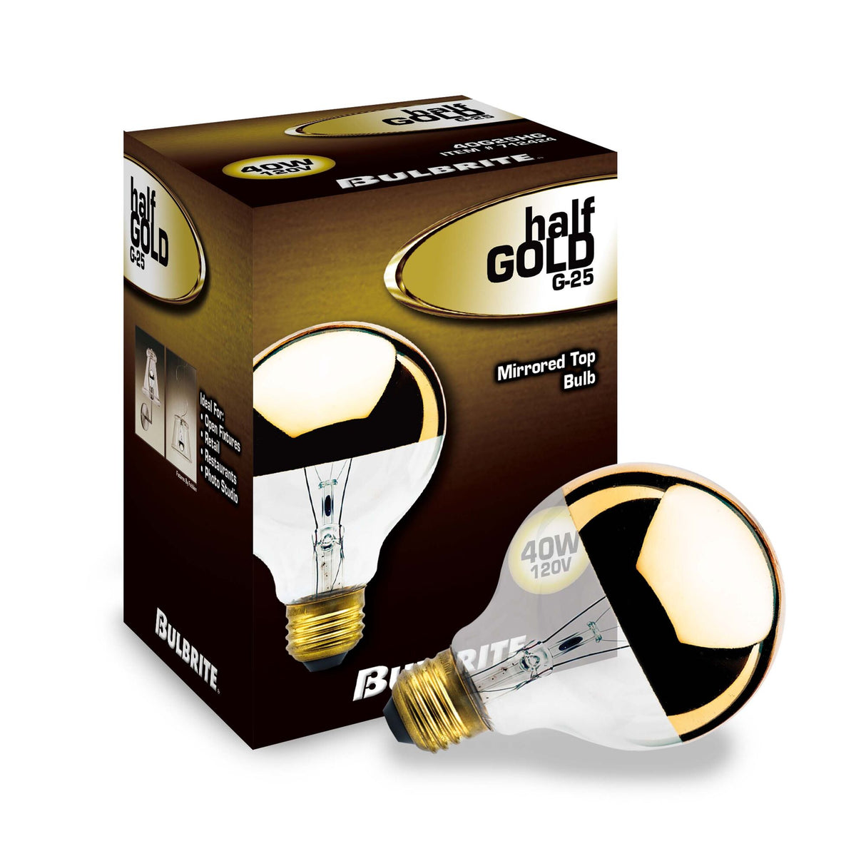 Bulbrite Incandescent Dimmable 40 Watt Half Gold Globe G25 Light Bulbs with Medium (E26) Screw Base, 2700K (Warm White Light)