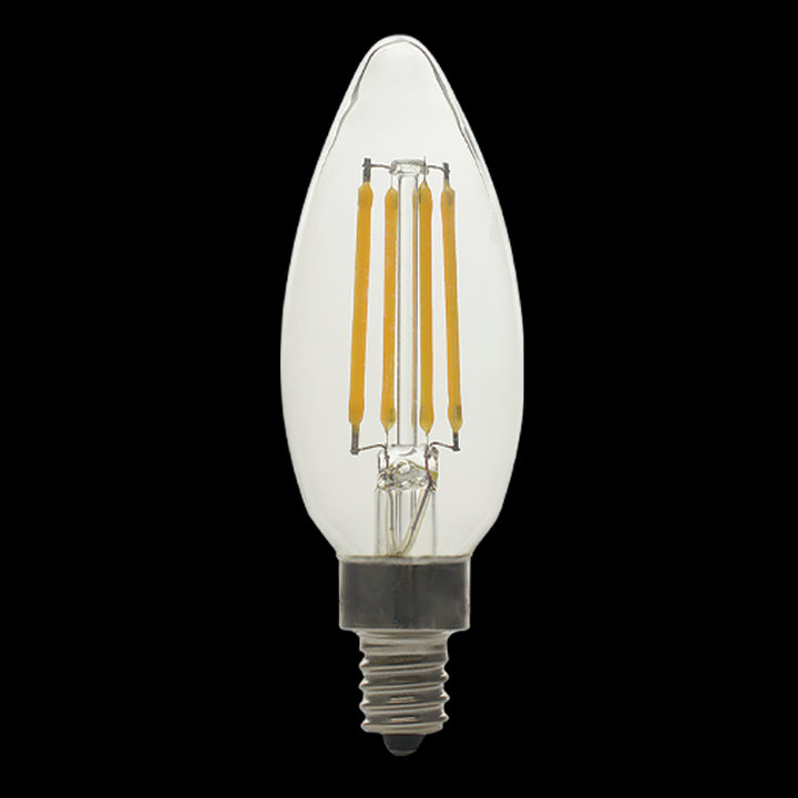 Luxrite LR21594, 5-Watt Torpedo Tip LED Light Bulb, E12 (Candelabra) Base, 3000k CCT Soft White, 500 Lumens