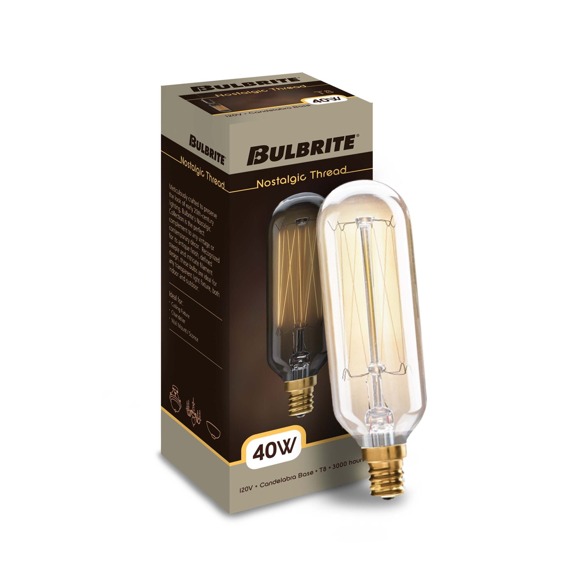 Bulbrite 132517 40 Watt T8 Candelabra Incandescent Bulb - Thumbnail 2