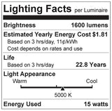 Luxrite LR21443 A19 15W 5000K Light Bulb