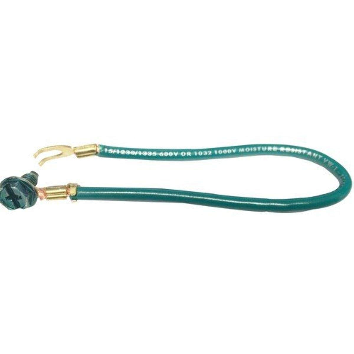 (100 Pack) Morris Products 30775 Green Grounding Pigtail with Non-Insulated Fork Terminal