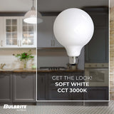 Bulbrite 776899, LED Filament 8.5 Watt Dimmable G40 Light Bulbs with a Milky Finish and Medium (E26) Base - 3000K (Soft White Light), 800 Lumens