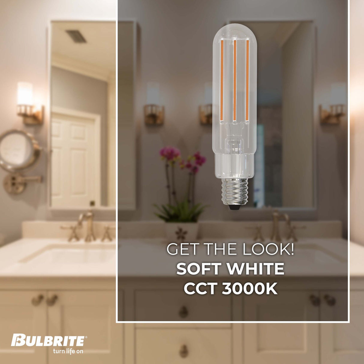 Bulbrite 776791, LED Filament Tubular Light Bulb - 4.5 Watts, Dimmable - T6, Clear Glass Finish - Candelabra (E12) Base - 3000K (Soft White Light), 450 Lumens