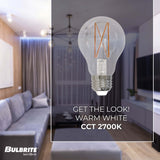 Bulbrite 776915, LED Filament 14 Watt Dimmable A19 Light Bulb with Clear Glass Finish and Medium (E26) Base - 2700K (Warm White Light), 1600 Lumens