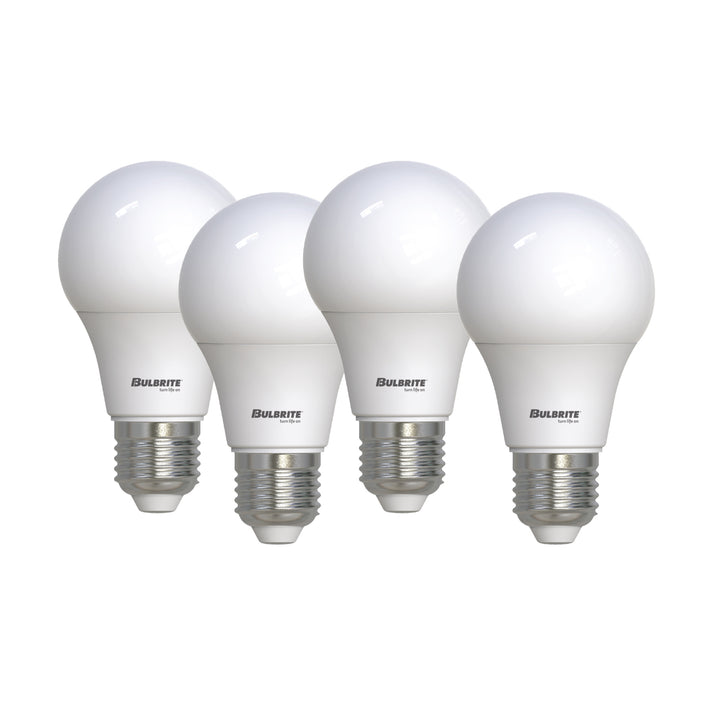 (4 Pack) Bulbrite 774255, 9 Watt A19 LED Light Bulb, E26 Standard Base, Frost Finish, 800 Lumens, 4000k CCT