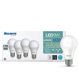 (4 Pack) Bulbrite 774256, 9 Watt A19 LED Light Bulb, E26 Standard Base, 800 Lumens, 5000k Dimmable