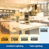 (4 Pack) Bulbrite 774256, 9 Watt A19 LED Light Bulb, E26 Standard Base, 800 Lumens, 5000k Dimmable