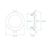 LR23741 4" Mini Panel Round 5CCT High Output Smooth Canless Wafer Spotlight