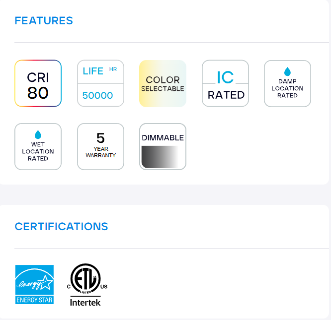 LR23741 4" Mini Panel Round 5CCT High Output Smooth Canless Wafer Spotlight