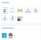 LR23741 4" Mini Panel Round 5CCT High Output Smooth Canless Wafer Spotlight