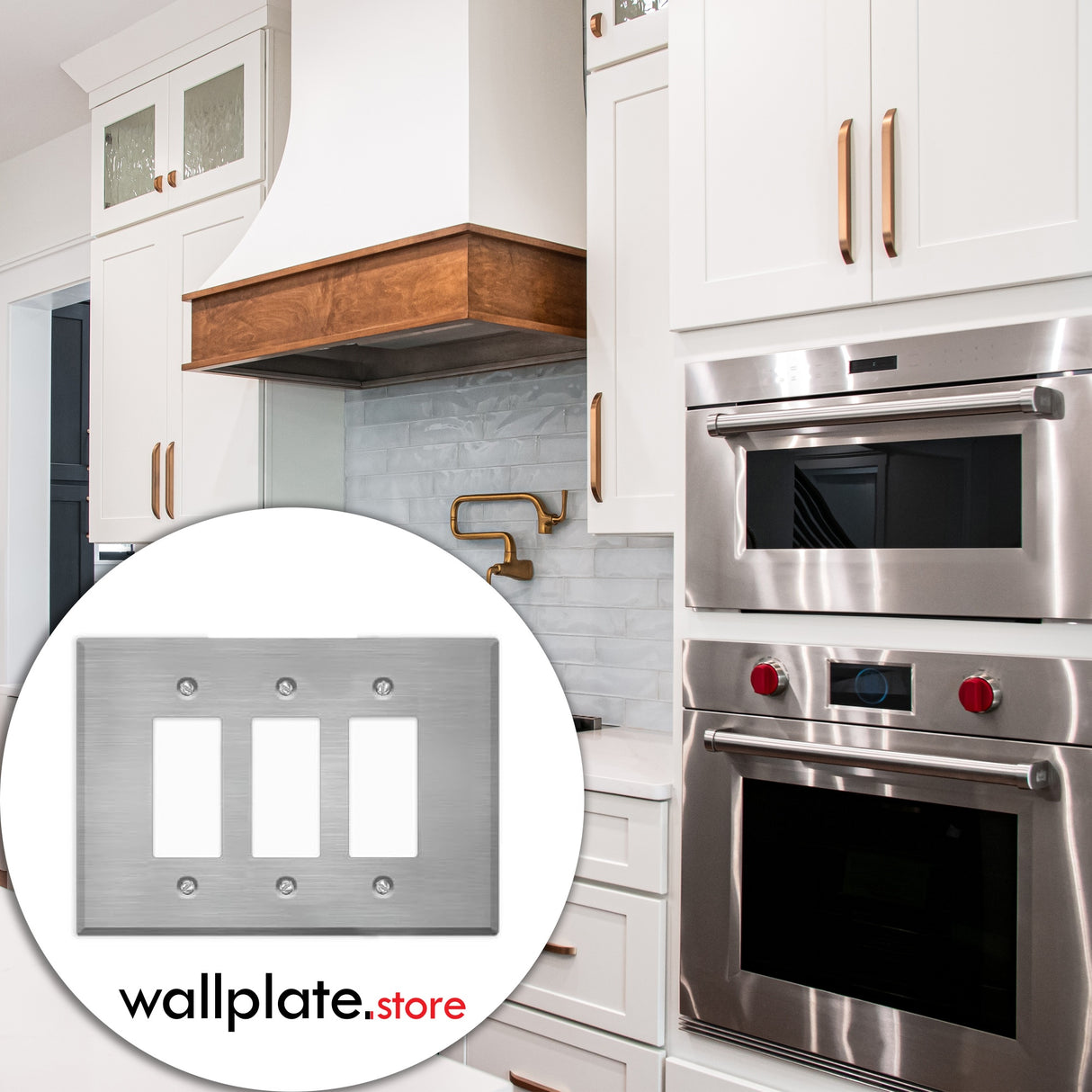 3 Gang Oversized, Rocker Switch Stainless Steel Wallplate