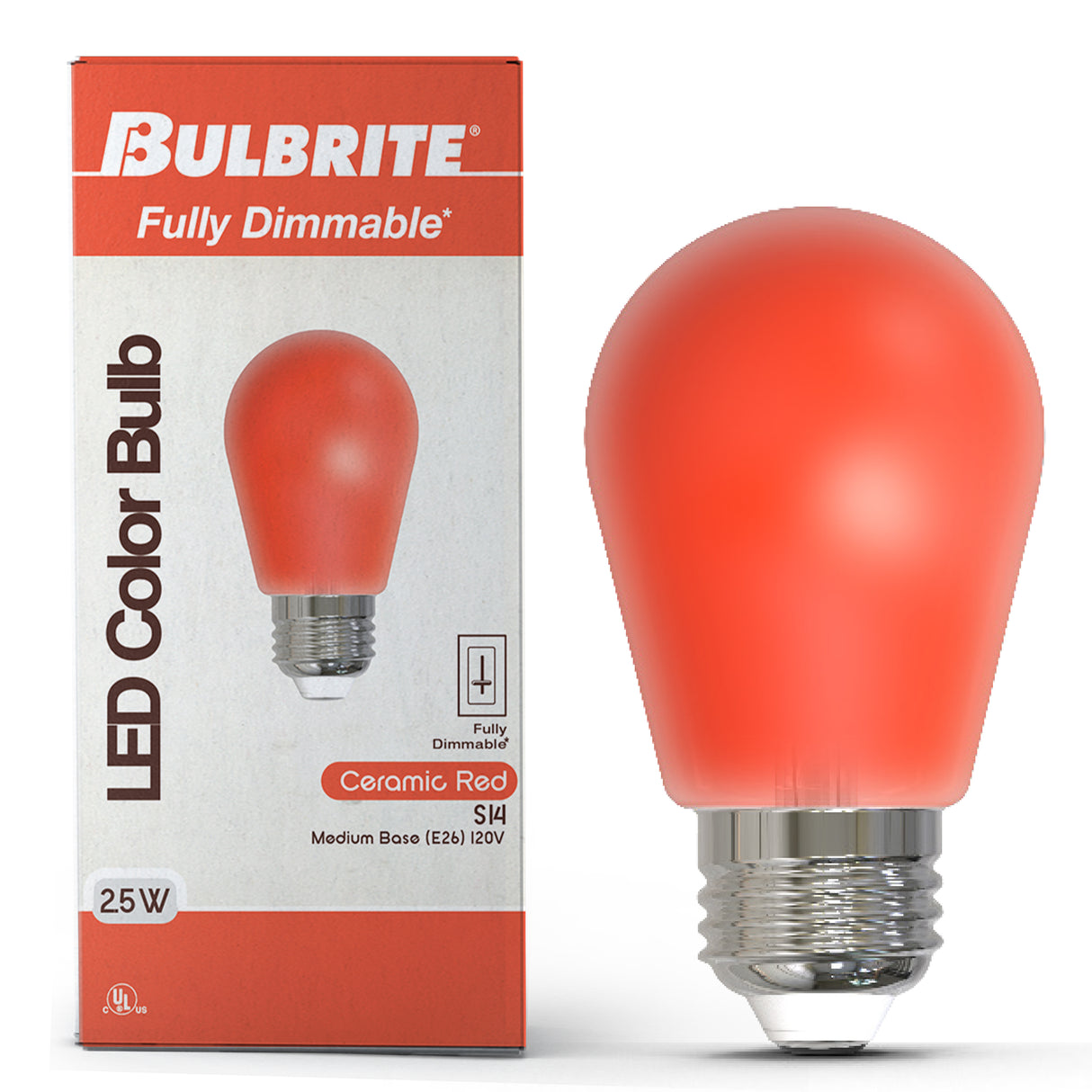 Bulbrite 776150 25-Watt Equivalent Ceramic Red Color S14 Weatherproof Outdoor E26 Medium Base 
LED Light Bulb