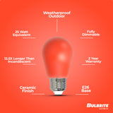 Bulbrite 776150 25-Watt Equivalent Ceramic Red Color S14 Weatherproof Outdoor E26 Medium Base 
LED Light Bulb
