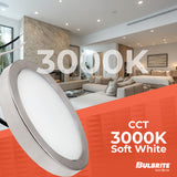 Bulbrite 773602 5 in. Round 10.3-Watt 3000K LED Flush Mount Light, 850 Lumens, Nickel