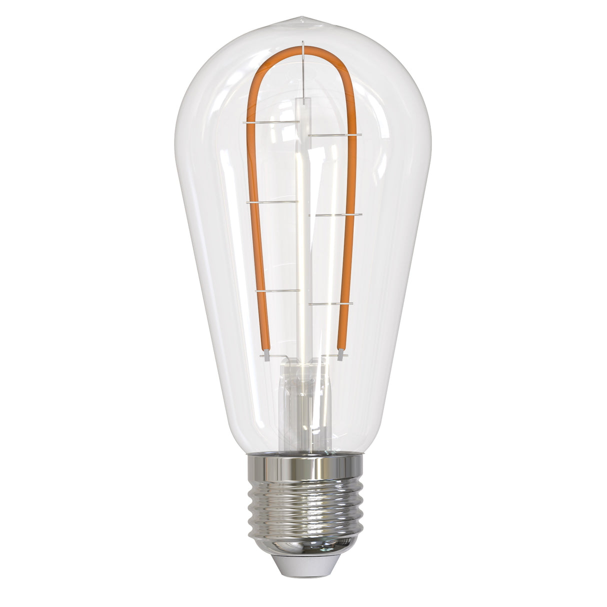 Bulbrite LED Curved Filament 3 Watt Dimmable ST18 Light Bulb with Clear finish and Medium (E26) Base - 2100K Warm Amber Light, 230 Lumens