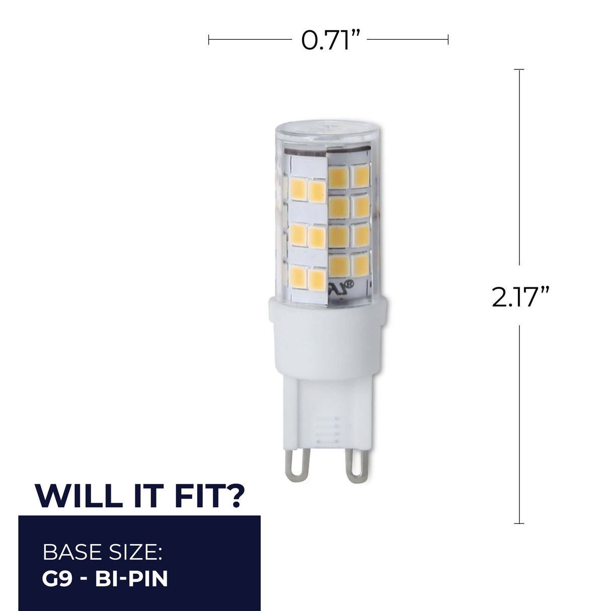 Bulbrite LED T6 Dimmable Bi-Pin Base (G9) Light Bulb, 35 Watt Equivalent, 2700K, Clear