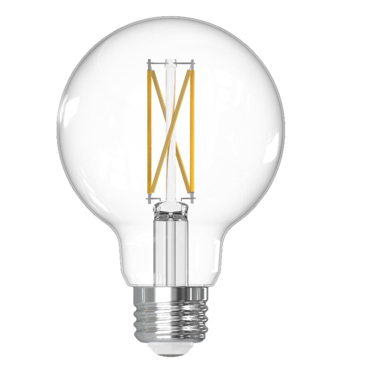 Bulbrite LED Filament 7.6 Watt Dimmable Globe G25 Light Bulb with Clear finish and Medium (E26) Base - 2700K Warm White Light, 800 Lumens