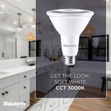 Bulbrite 10 Watt Dimmable Flood PAR30 Long Neck Medium (E26) LED Light Bulb - 3000K (Soft White Light), 800 Lumens