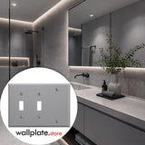 3-Gang, Standard Size, 2 Toggle Switches, 1 Blank Opening, Gray Semi-Gloss Finish, Painted Metal Wall Plate Outlet Cover - Made in USA