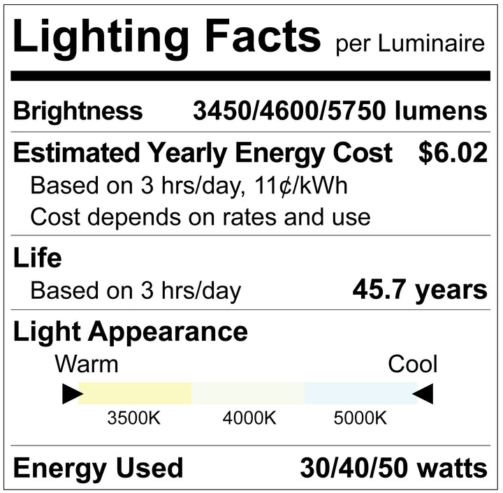 Luxrite LR42610 4' Architectural Linkable Linear Light Fixture, 3 CCT and 3 Wattage Selectable, Up / Down Selectable, White Finish