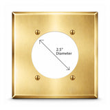 2-Gang, Standard Size, One 30/50/60A 3 & 4 Wire Range/Dryer Round Receptacle Opening (2.480 in. ID), Centered, Satin Brass Finish, Metal Wall Plate Outlet Cover - Made in USA